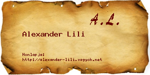 Alexander Lili névjegykártya
